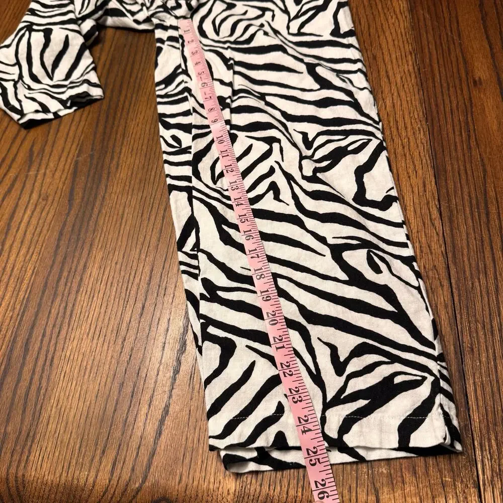 Rachel Zoe Zebra Print Wide Leg Pull On Pants Linen Blend Women's Size M Boho - Picture 9 of 9